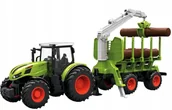 Zabawki zdalnie sterowane - TRAKTOR ZDALNIE STEROWANY Z PRZYCZEPĄ Z DREWNEM BALE GUMOWE KOŁA ZABAWKA RC - miniaturka - grafika 1