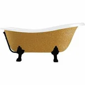 Wanny - Besco WKO-160-GZB OTYLIA GLAM złota wanna wolnostojąca 160 x 77 nogi czarne - miniaturka - grafika 1