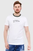 Koszulki męskie - DIESEL Biały t-shirt męski z lamówką w kolorze khaki - Diesel - miniaturka - grafika 1