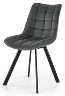 Krzesła - Popielate Krzesło Pikowane Z Weluru Z Czarnymi Nogami A9-K82 - miniaturka - grafika 1