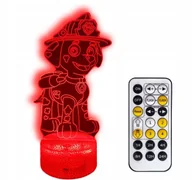 Samochody i pojazdy dla dzieci - LAMPKA 3D LED PSI PATROL MARSHALL USB/BATERIE + PILOT RGB - miniaturka - grafika 1