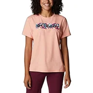Koszulki i topy damskie - Columbia Damska koszulka z grafiką Sun Trek Czerwony Czerwony hibiskus Heather, markowy gradient S - miniaturka - grafika 1