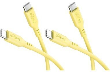Goobay Zestaw 2 silikonowych kabli USB-C, 1,5 m, żółty