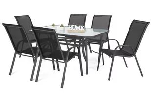 Meble ogrodowe metalowe Sevilla 145 cm Grey / Black 6+1 - Meble ogrodowe - miniaturka - grafika 1