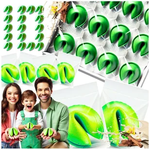 Ciasteczka z Wróżbą ZIELONE Urodziny Ślub Komunia Chrzest Roczek Różne Okazje 10 szt - Ciastka - miniaturka - grafika 1