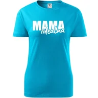 Koszulki i topy damskie - Damska Koszulka na Dzień Mamy Mama idealna na Prezent dla Mamy Urodziny turkusowy M - miniaturka - grafika 1
