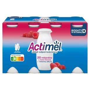 Danone - Actimel L.casei z witaminami B6 i D malinowy - Kefiry, jogurty, maślanki - miniaturka - grafika 1