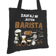 Torby i wózki na zakupy - Torba Bawełniana dla Baristy Czarna Na Prezent ekologiczna Trwały Nadruk - miniaturka - grafika 1