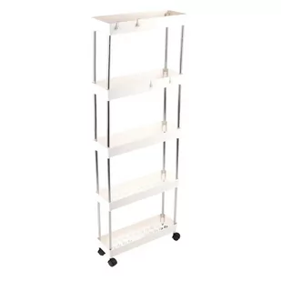 Szafka Mobilńa REGAŁ Łazienkowy Pojemny Wąski na Kółkach 5 Półek Biały - Szafki łazienkowe - miniaturka - grafika 1