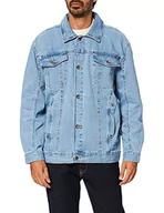 Kurtki męskie - Southpole Męska kurtka Script Denim Jacket, haftowana kurtka dżinsowa dla mężczyzn dostępna w 2 kolorach, rozmiary S - XXL, niebieski (mid blue), L - miniaturka - grafika 1