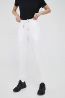 Spodnie damskie - Rossignol spodnie dresowe bawełniane damskie kolor biały gładkie - miniaturka - grafika 1