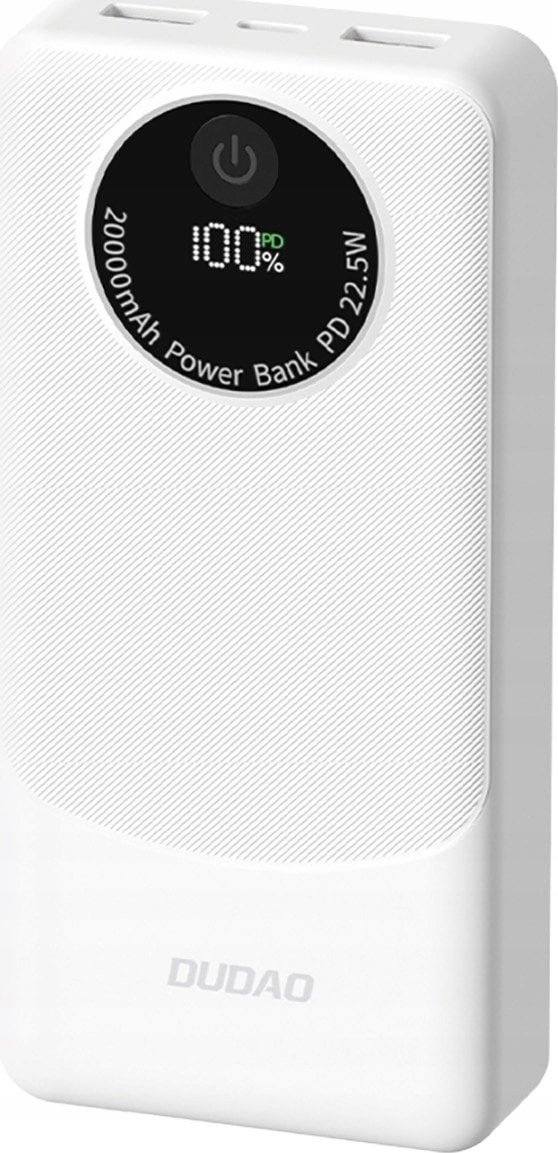 Dudao K12Pro 22,5W PD 20000mAh USB-A, USB-C - biały