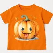 Koszulki dla dziewczynek - Pomarańczowa koszulka z dynią na Dzień Dyni dla dziecka - DYNIA66 - miniaturka - grafika 1