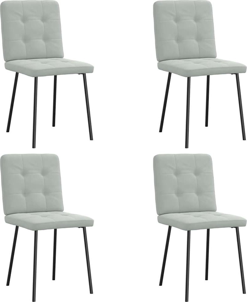 Krzesła stołowe, 4 szt., jasnoszare, obite aksamitem