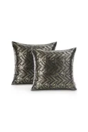 Pościel - Zestaw poszewek Glamour Velvet Blackout Navia z metalizowanym nadrukiem 2 szt. - miniaturka - grafika 1