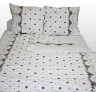 Pościel - Karo Pościel z kory 180x200 002A Bordiura Biało-Czerwona na guziki 100% bawełna gruba - miniaturka - grafika 1