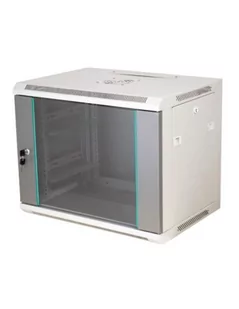 Szafka rack wisząca 19&quot; 12U 600x450, niedzielona, drzwi szklane jednoskrzydłowe, tył osłona pełna, osłony boczne zamykane na klu - Pozostałe akcesoria sieciowe - miniaturka - grafika 1