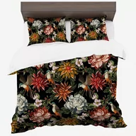 Pościel - Pościel z bawełny syntetycznej, 160x200, czarna w kwiaty, PMCA-92, 3-częściowa - miniaturka - grafika 1