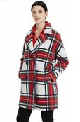 Płaszcze damskie - Płaszcz damski Desigual Dorian wełniany w kratę-XXL - DESIGUAL - miniaturka - grafika 1