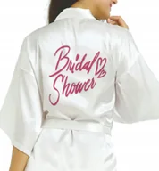 Piżamy damskie - SZLAFROK SATYNOWY BIAŁY Wieczór Panieński BRIDAL SHOWER Różne Wzory - miniaturka - grafika 1
