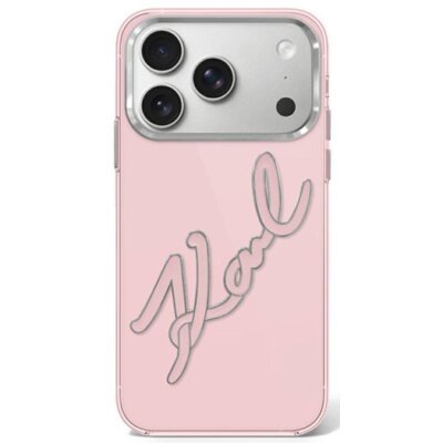 Etui KARL LAGERFELD IML Big Signature Resin Metal Frame do Apple iPhone 17 Pro/18 Pro Różowy