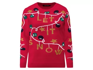 Swetry damskie - esmara Sweter damski XXL, z motywem świątecznym LED (3XL (56/58), Czerwony) - grafika 1