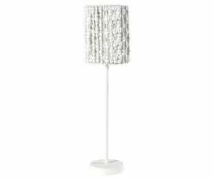 Boho Lampa stołowa, biała, abażur drewniane kulki - Lampy stojące - miniaturka - grafika 1