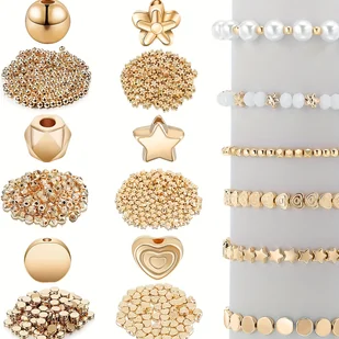 Zestaw 1200 Eleganckich Koralików Przekładkowych - Gwiazda, Okrągłe, Fasetowane, & Kwiatowe Kształty do Tworzenia Biżuterii DIY - Idealne do - Inne - miniaturka - grafika 1