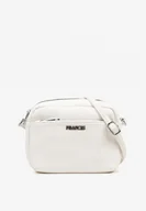 Torebki damskie - Biała Torebka Typu Listonoszka z Suwakiem i Metalicznym Zdobieniem Silenaia - miniaturka - grafika 1