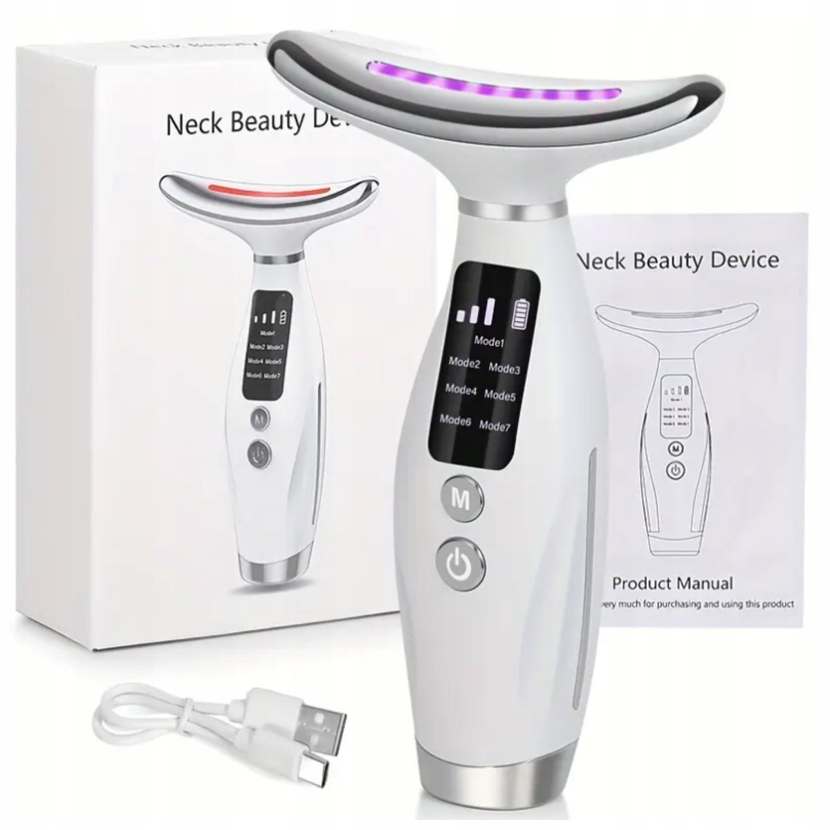 Urządzenie Do Pielęgnacji Masażer Twarzy Szyi LED EMS Podgrzewany Lifting