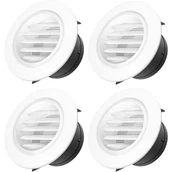 Kratki wentylacyjne - Kratka wentylacyjna, zestaw 4 szt., kratka okrągła, kratka zewnętrzna, przeciw owadom, biała, średnica 100 mm - miniaturka - grafika 1