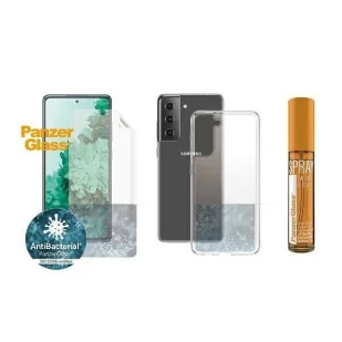 Zestaw ochronny PanzerGlass do Samsung Galaxy S21 folia TPU + etui ClearCase + płyn czyszczący 30ml - Etui i futerały do telefonów - miniaturka - grafika 1
