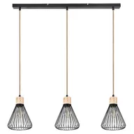 Lampy sufitowe - Rabalux Farfalle lampa wisząca 3x40W czarny/drewno 3149 - miniaturka - grafika 1