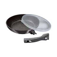 Patelnie - Patelnia aluminiowa CARBON PRO, 28 cm, pokrywka, odpinana rączka - miniaturka - grafika 1