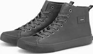 Trampki męskie - Ombre Męskie wysokie buty trampki z ozdobnym noskiem szare V2 OM-FOTH-0157 40 - miniaturka - grafika 1
