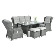 Meble technorattanowe BALTIMORE DINING + PUFY Dark Grey