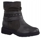 Botki damskie - Jana Damskie Botki Czarne Gładkie Zamek 38 Ż7b - JANA - miniaturka - grafika 1