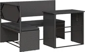 Sofy ogrodowe - vidaXL Sofa ogrodowa w kształcie litery L ze stolikiem i poduszkami z czarnego polirattanu - miniaturka - grafika 1
