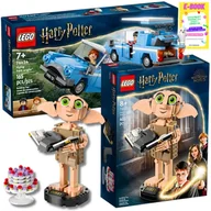 Klocki - LEGO HARRY POTTER ZESTAW - LATAJĄCY FORD ANGLIA (76424) + ZGREDEK SKRZAT DOMOWY (76421) + EBOOK - miniaturka - grafika 1