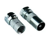 Rozgałęźniki - Antenowa przejściówka wtyk antenowy F - wtyk TV + wtyk F w zestawie BMJ10F DPM - miniaturka - grafika 1