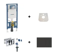 Stelaże i zestawy podtynkowe do WC - Geberit Duofix Slim (8 cm) Zestaw stelaż podtynkowy wąski do WC H114 Sigma + kostkarka + przycisk WC czarny mat + mata 111.796.00.1+115.063.21.1+ 115.883.16.1+LEMATA - miniaturka - grafika 1
