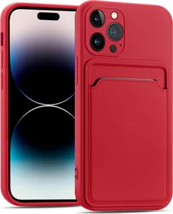 Etui na telefon komórkowy iPhone 15 Pro Silikonowe etui ochronne z kieszenią na kartę Slim Cover, czerwone - Etui i futerały do telefonów - miniaturka - grafika 1