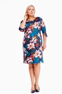 Sukienki - Sukienka FSU893 TURKUSOWY kwiaty - Fokus - miniaturka - grafika 1