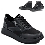 Półbuty damskie - Półbuty Damskie Remonte Wygodne Sneakersy Wsuwane Eleganckie Czarne 38 - miniaturka - grafika 1