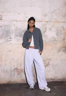 Swetry damskie - Stradivarius Dzianinowy żakiet z guzikami i Kapturem Ciemnoszary XS - miniaturka - grafika 1