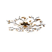 Oprawy, klosze i abażury - QAZQA Lampa sufitowa vintage czarna ze złotym 80 cm 4 światła - Foglie - miniaturka - grafika 1