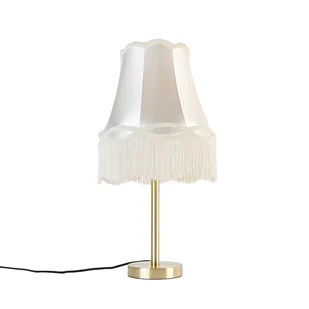 QAZQA Klasyczna lampa stołowa mosiężna z kremowym abażurem 30 cm - Simplo - Lampy stojące - miniaturka - grafika 1