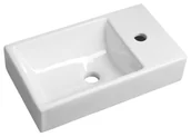 Umywalki - MINOS umywalka ceramiczna 45x26cm, bateria z prawej strony, biała - miniaturka - grafika 1
