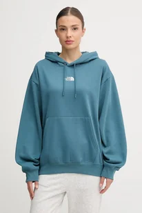 The North Face bluza Essential damska kolor zielony z kapturem gładka NF0A89ENBQ51 - Bluzy damskie - miniaturka - grafika 1