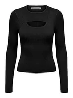 Swetry damskie - ONLY Onlashley Ls Peakaboo Oneck KNT sweter damski, czarny, XL - miniaturka - grafika 1